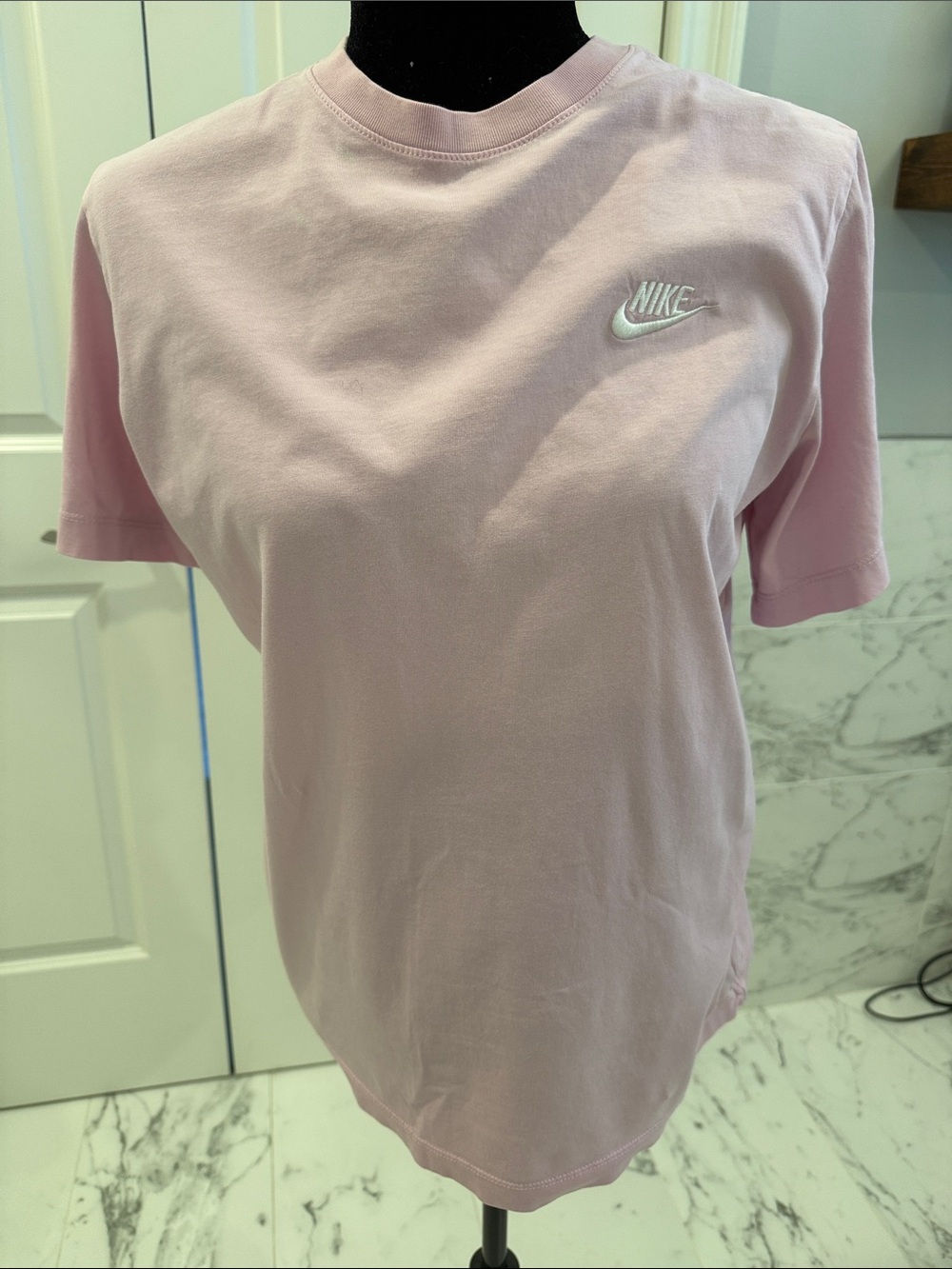 Nike Men’s Light Pink Embroidered Logo Crew Tee